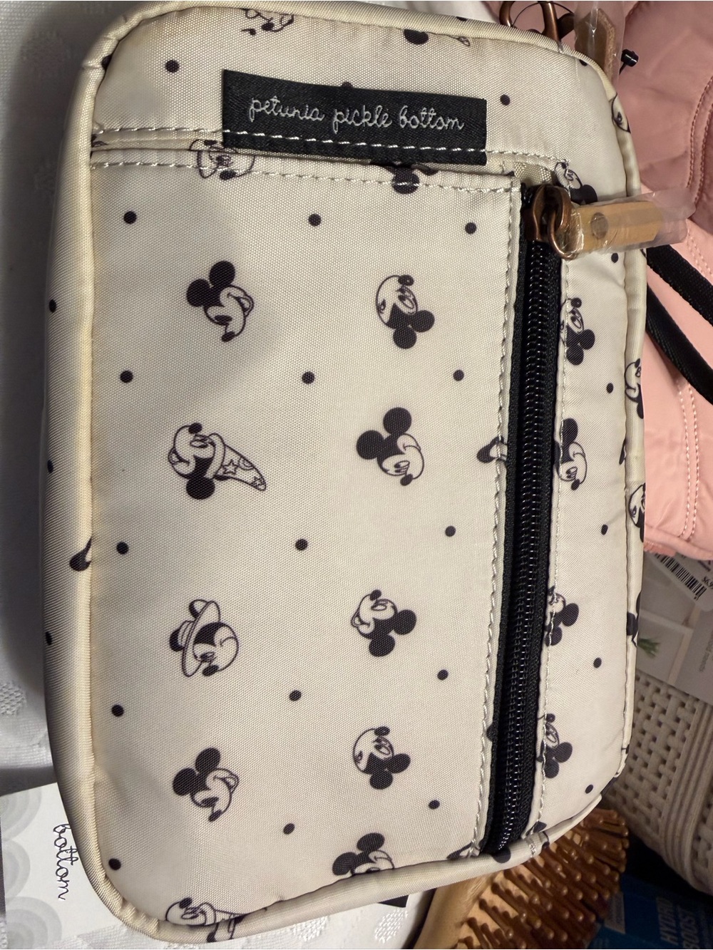 Petunia Pickle Bottom Cream Mickey Dot Cosmetic Crossbody